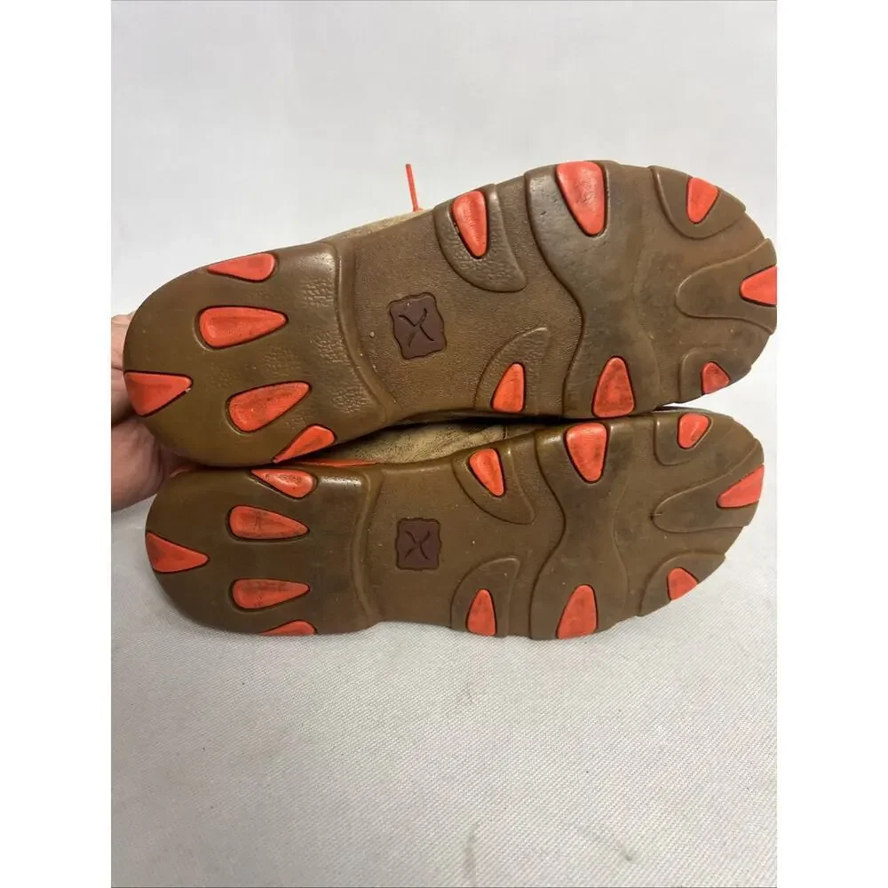 Twisted X Men's Neon Orange Brown Leather Bomber Driving Moc MDM0019 Size 6M